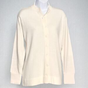 Vintage 1950s M.H. Fine Co. Orlon Cardigan Sweater Cream Button Front Women's L